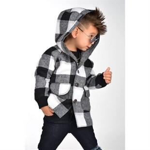 Erkek Çocuk İçi Peluşlu Kışlık Pötikare Ceket-Kid Boy Jacket-QuzucukKids.com