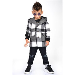 Erkek Çocuk İçi Peluşlu Kışlık Pötikare Ceket-Kid Boy Jacket-QuzucukKids.com