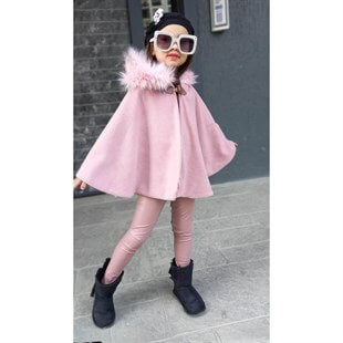 Kız Çocuk Pelerinli Pembe Takım-Kid Girl Cloth Sets-QuzucukKids.com
