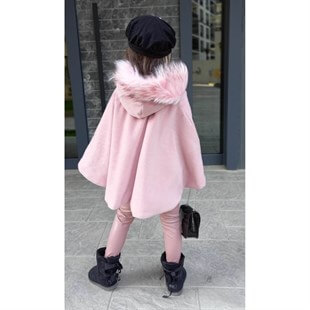 Kız Çocuk Pelerinli Pembe Takım-Kid Girl Cloth Sets-QuzucukKids.com