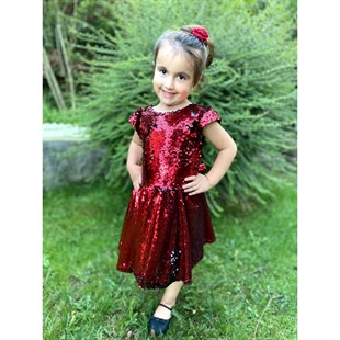 Kız Çocuk Pulpayet Parti & Doğum Günü Elbisesi-Kız Çocuk Elbise-QuzucukKids.com