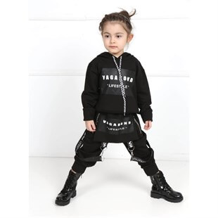 Kız Çocuk Solopet Tarz Siyah Takım-Kid Girl Cloth Sets-QuzucukKids.com